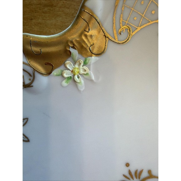 Antique European Porcelain Cabinet Plate c1890–1910 Gilt Pink Floral 6105 - Picture 4 of 8